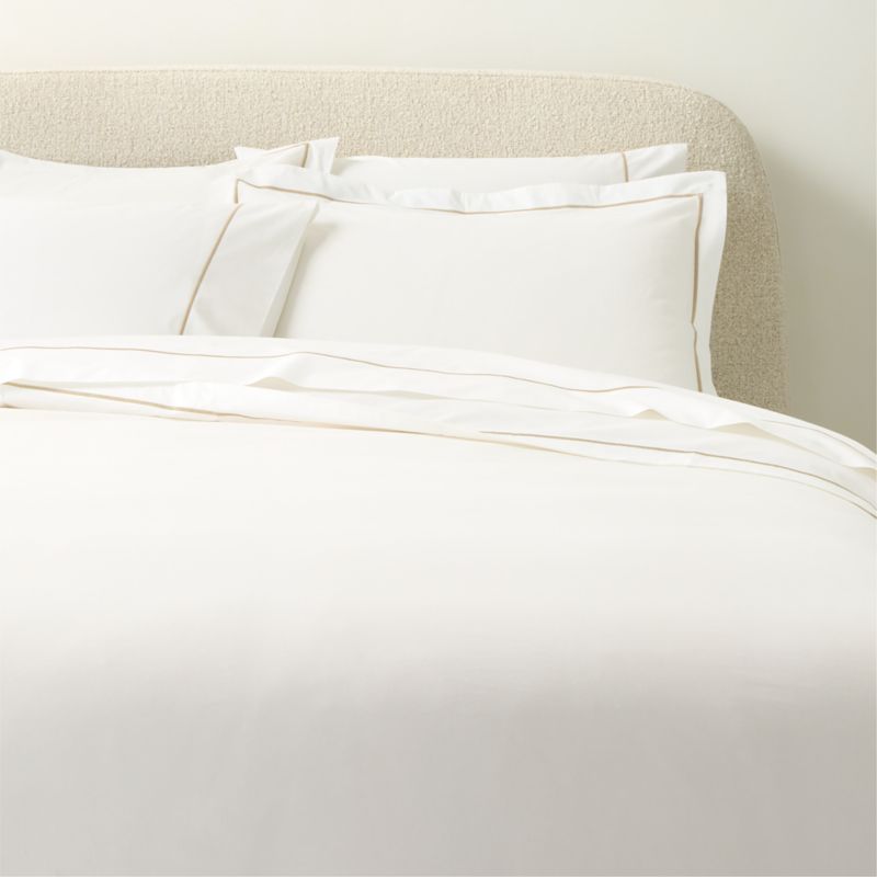 Marisal Organic Cotton Percale 400 Thread Count White with Taupe King Duvet Cover + Reviews | CB2 added by Spoak Member