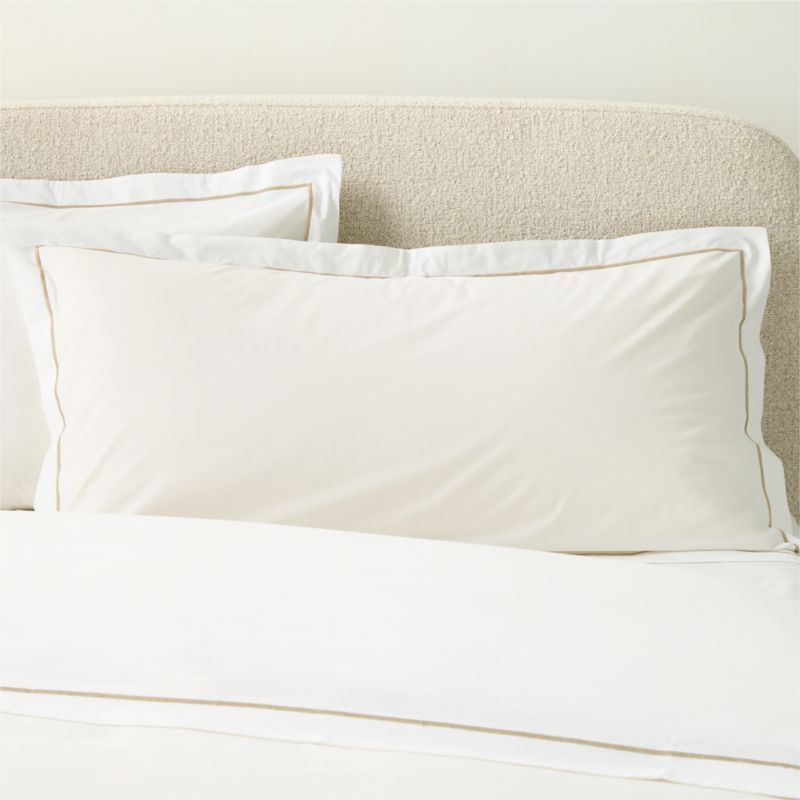 Marisal Organic Cotton Percale 400 Thread Count White with Taupe King Pillow Shams Set of 2 + Reviews | CB2 added by Spoak Member