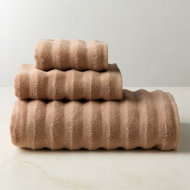 Matin Wavy Organic Cotton Brown Bath Towel Set | CB2 added by Spoak Member