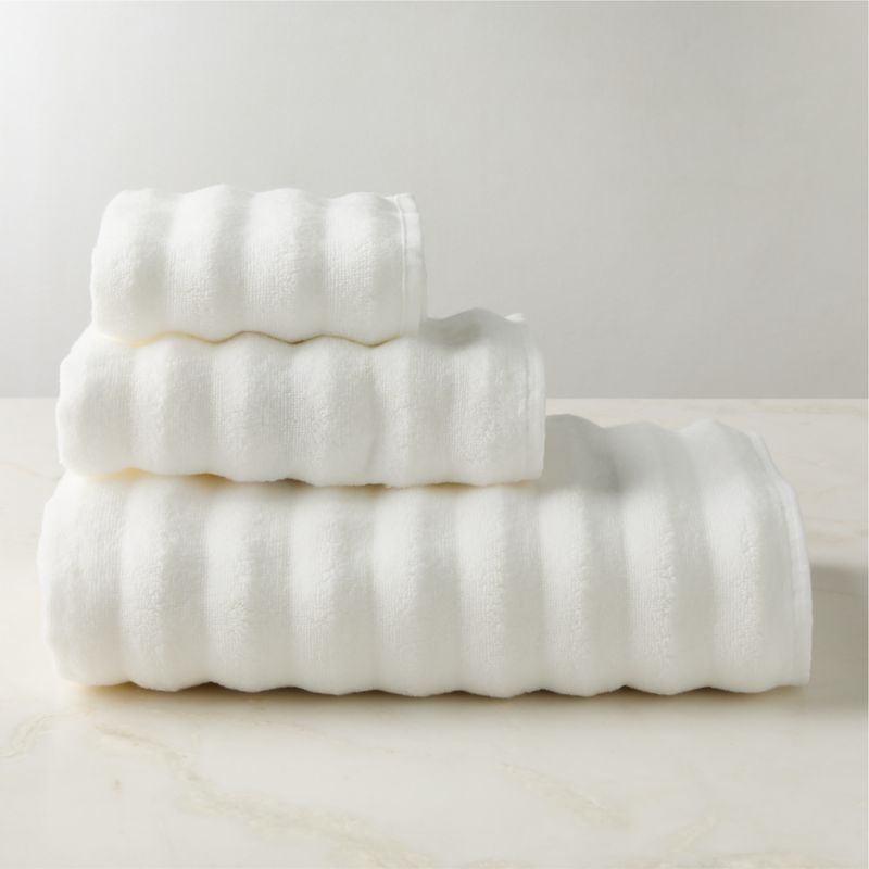 Matin Wavy Organic Cotton White Bath Towel Set | CB2 added by Spoak Member