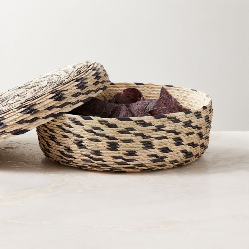 Mezze Black and Natural Serving Basket with Lid + Reviews | CB2 added by Spoak Member