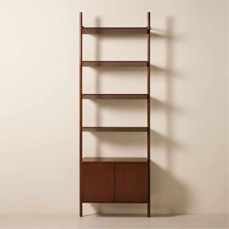 Nabla Brown Walnut Wood Wall Mount Bookcase with Cabinet + Reviews | CB2 added by Spoak Member
