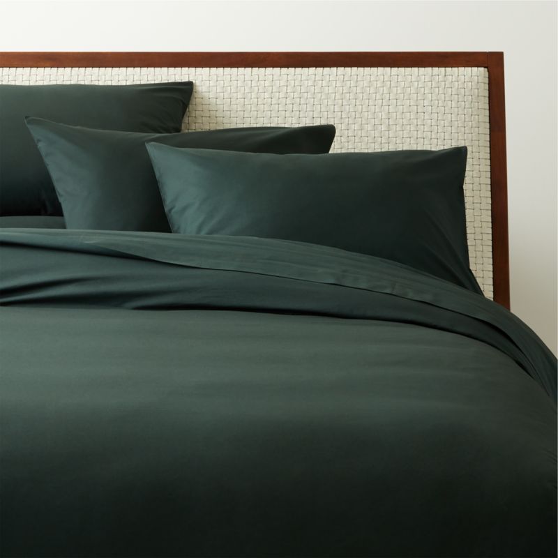 Modern Full/Queen Organic Cotton Percale 400TC Scarab Green Duvet Cover + Reviews | CB2 added by Spoak Member