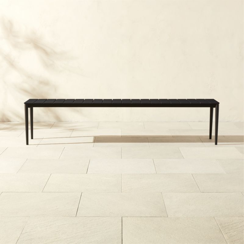 Proux 83" Charcoal Black Metal Outdoor Dining Bench | CB2 added by Spoak Member
