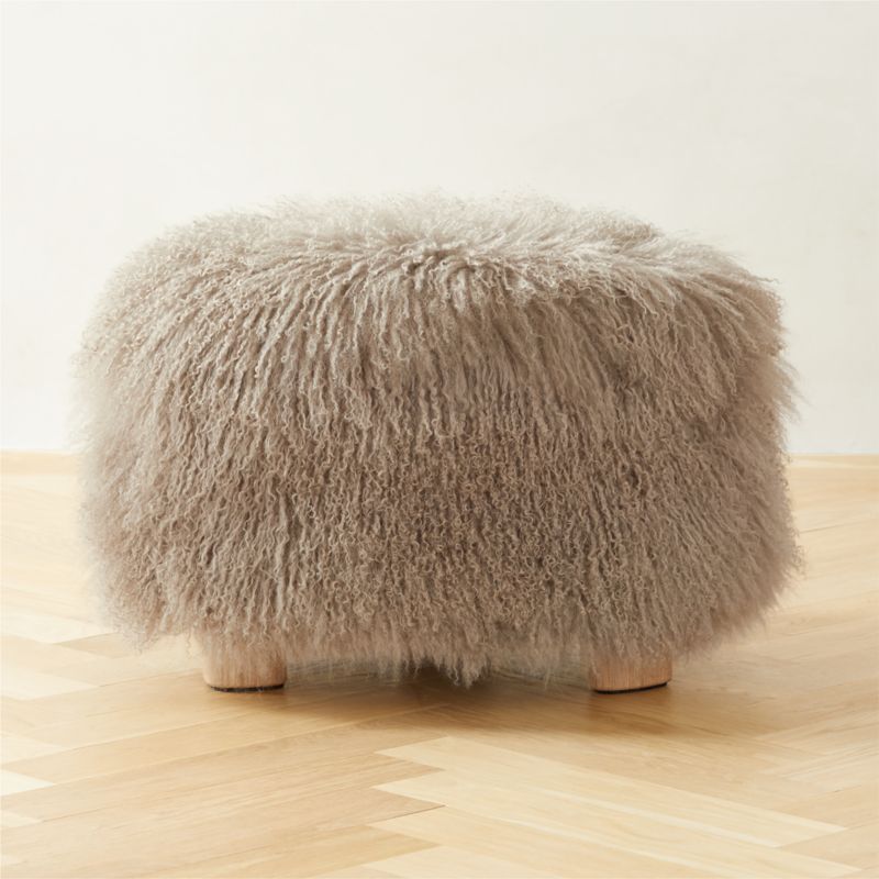 Bozzi Taupe Mongolian Sheepskin Ottoman + Reviews | CB2 added by Spoak Member