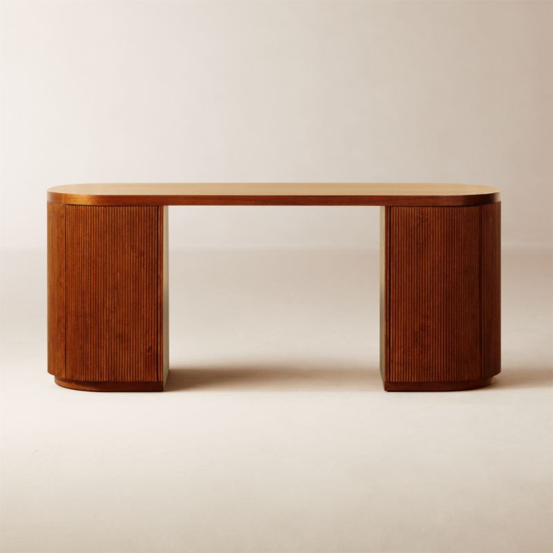 Reid Modern Oval Brown Wood Storage Desk + Reviews | CB2 added by Spoak Member