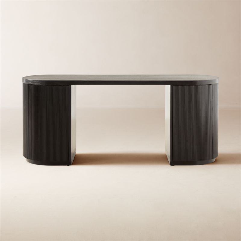 Reid Modern Oval Black Wood Storage Desk + Reviews | CB2 added by Spoak Member