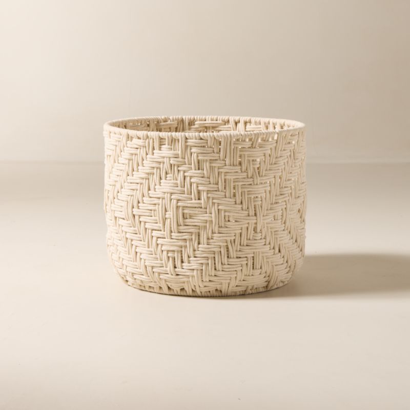 Rowen Handwoven Round White Cotton Storage Basket Large | CB2 added by Spoak Member