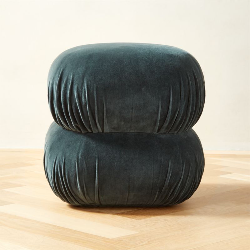 Ruched Dark Teal Velvet Pouf + Reviews | CB2 added by Spoak Member