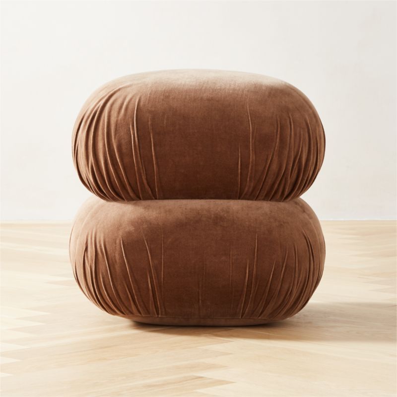 Ruched Dark Beige Velvet Pouf + Reviews | CB2 added by Spoak Member