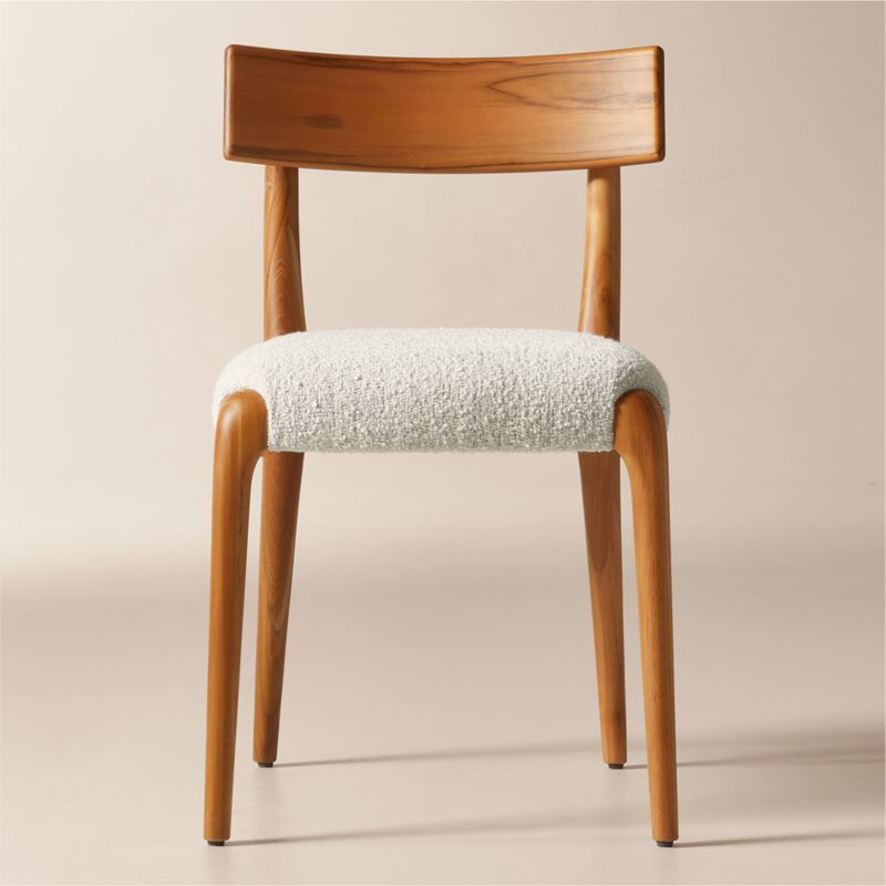 Savanna Teak Wood and Warm White Boucle Dining Chair | CB2 added by Spoak Member