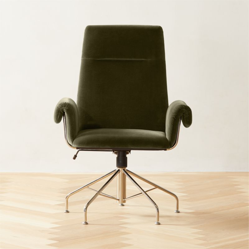 Saviti Modern Olive Velvet Desk Chair + Reviews | CB2 added by Spoak Member