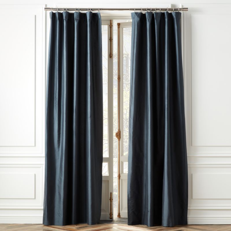 Modern Seda Deep Blue Silk Window Curtain Panel 48"x96" | CB2 added by Sarah Jackson