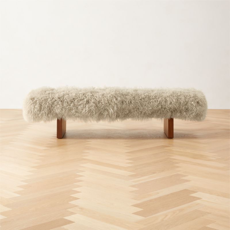 Socca 67'' Taupe Sheepskin Upholstered Bench + Reviews | CB2 added by Spoak Member