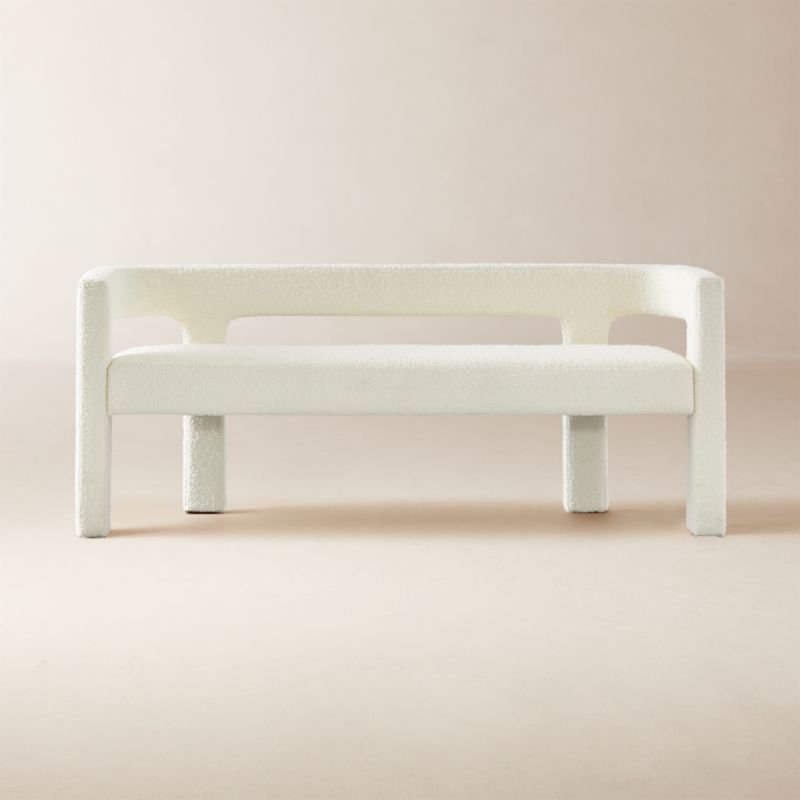 Stature 67" Warm White Boucle Bench + Reviews | CB2 added by Spoak Member
