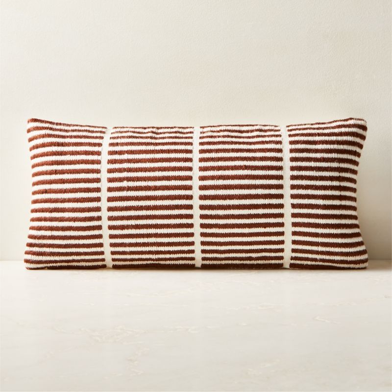 Stria Sienna Brown Woven Silk Lumbar Pillow Cover 23''x11'' by Ackerman + Reviews | CB2 added by Spoak Member