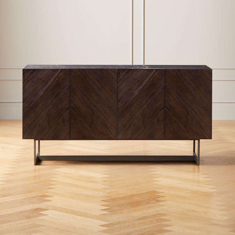 Suspend 57" Charcoal Wood Media Console with Black Marble Top + Reviews | CB2 added by Spoak Member