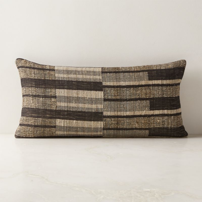 Talita Mink Brown Wool and Silk Lumbar Pillow with Down-Alternative Insert 23"x11" | CB2 added by Spoak Member