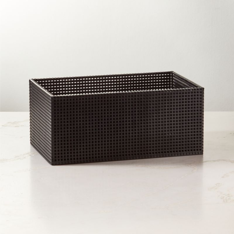 Tegan Black Perforated Metal Storage Basket Medium + Reviews | CB2 added by Spoak Member