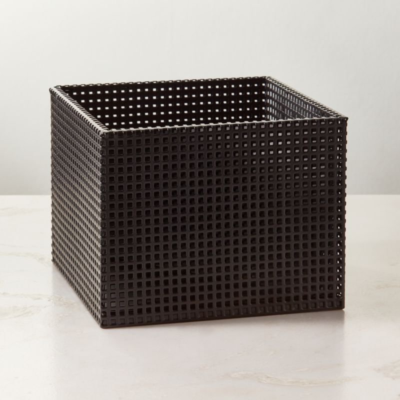 Tegan Black Perforated Metal Storage Basket Small + Reviews | CB2 added by Spoak Member
