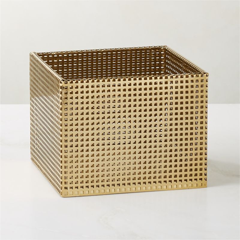 Tegan Modern Brass Metal Storage Basket Small + Reviews | CB2 added by Spoak Member