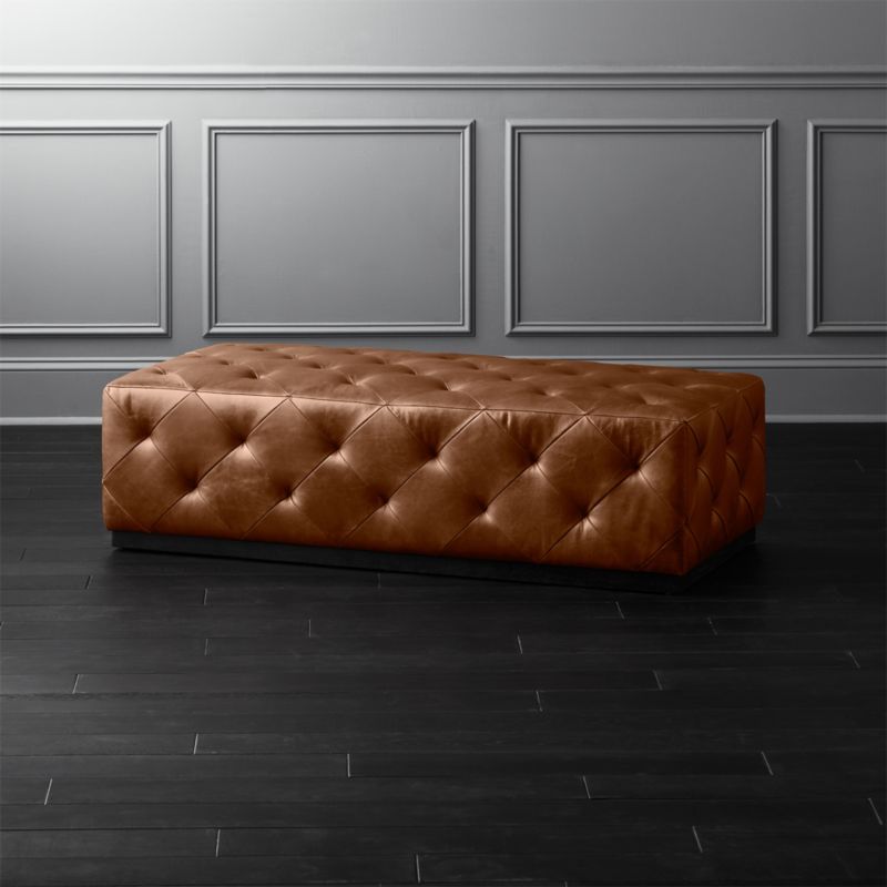 Saddle Leather Tufted Ottoman + Reviews | CB2 added by Elaine Wackerly