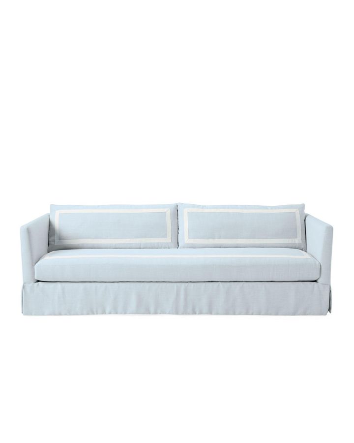 Cutler Sofa - Sky Washed Linen with White Applied Border added by Jennifer Hickey