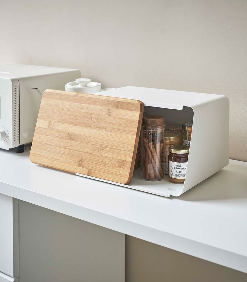 Bread Box with Cutting Board Lid - Steel + Wood added by Spoak Member