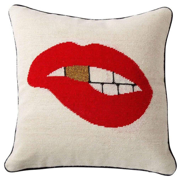 Jonathan Adler Lips Bitten Needlepoint Throw Pillow added by sarah spagnola