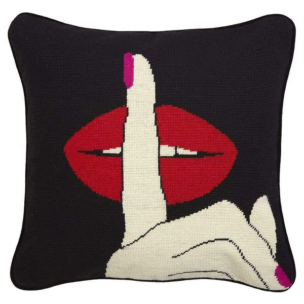 Jonathan Adler Lips Hush Needlepoint Throw Pillow added by sarah spagnola