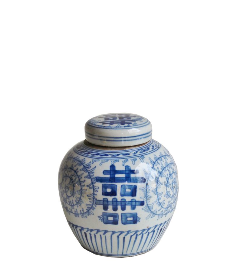 Blue & White Double Happiness Ginger Jar, 6.5" Small added by Spoak Member