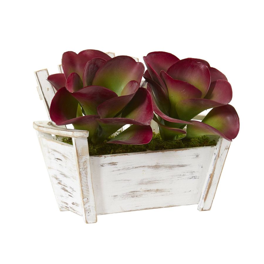 13” Succulent Artificial Plant in Wooden Bench Planter added by Spoak Member