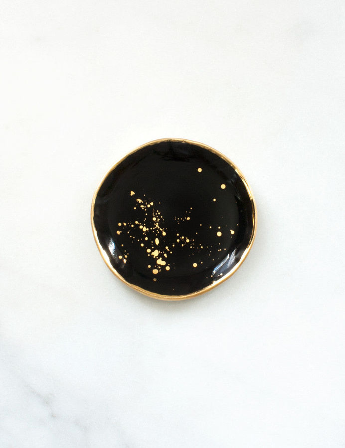 Ring Dish in Patent Black with Gold Splatters added by Spoak Member
