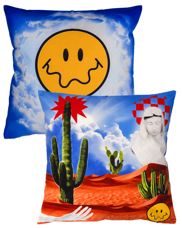DOUBLE SIDED: CLOUDY SURREALISM SMILEY FACE CUSHION COVER added by Spoak Member