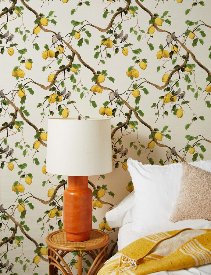 Lemon Birds Grasscloth Wallpaper by Nathan Turner added by Spoak Member