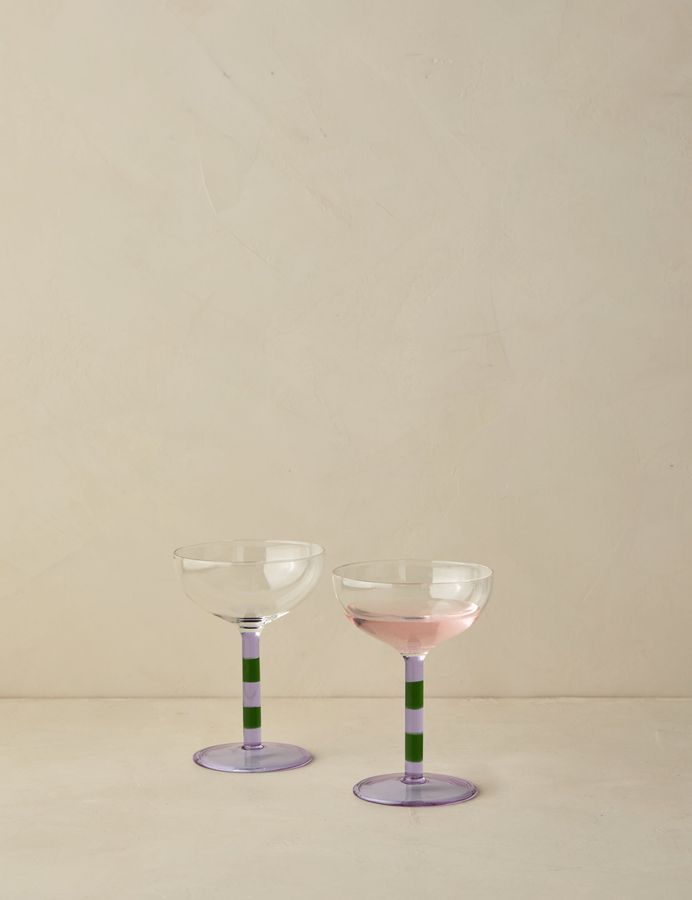 Striped Coupe Glass (Set of 2) by FAZEEK added by Spoak Member