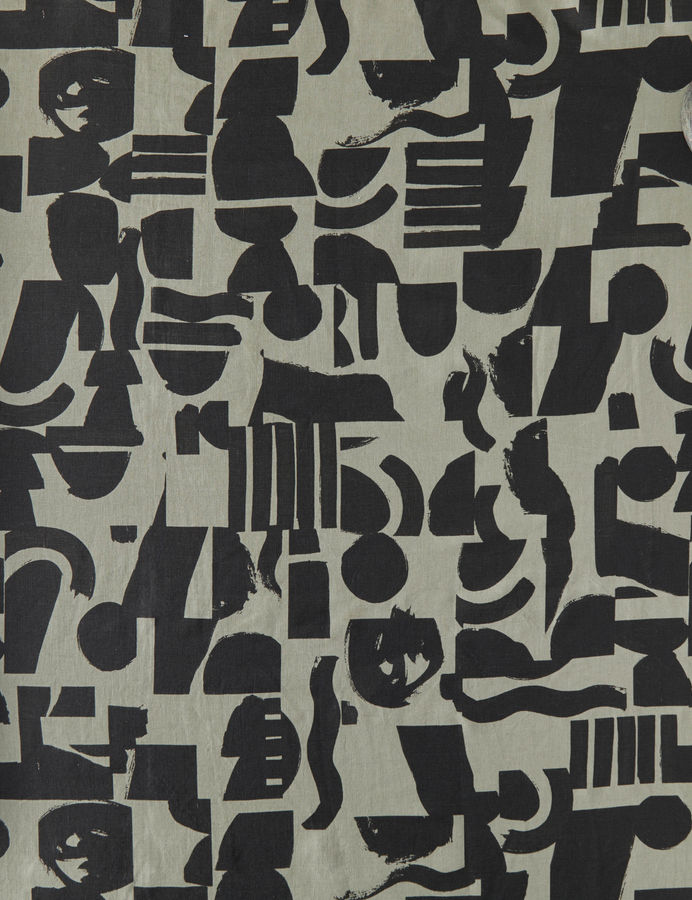 Organic Shapes Linen Fabric Swatch, Khaki and Black by Sarah Sherman Samuel added by Spoak Member