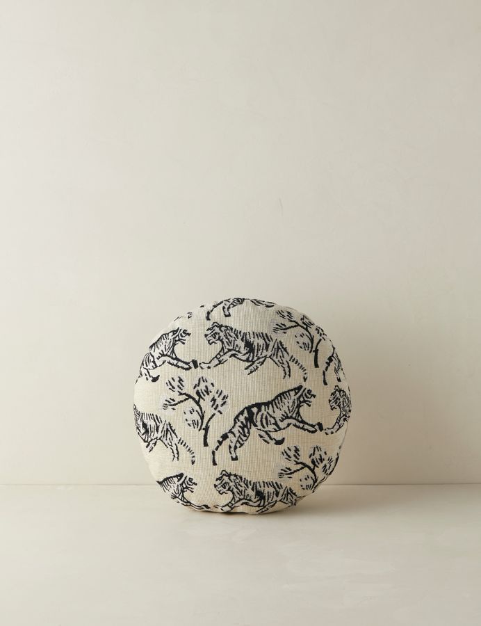 Tiger Jacquard Round Pillow by Sarah Sherman Samuel added by Spoak Member