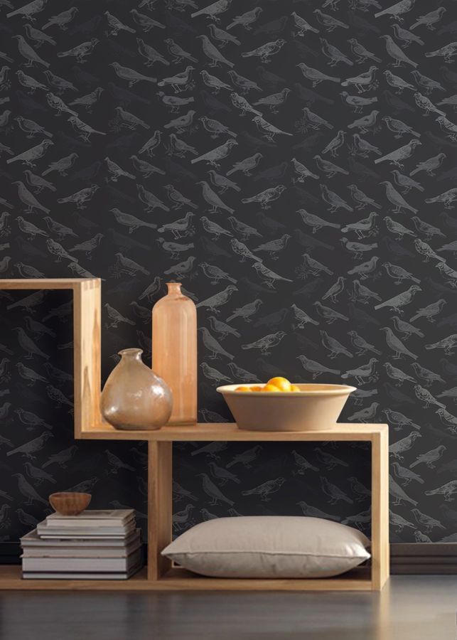 black hallway wallpaper
