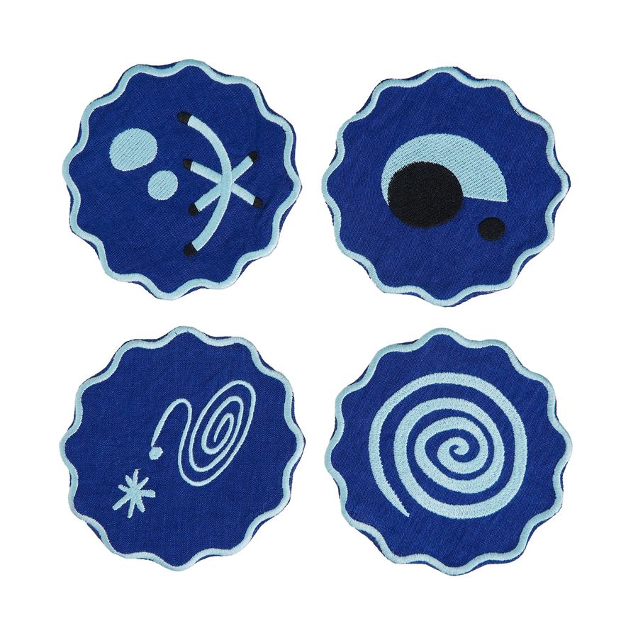 Celestial Embroidered Linen Coasters in Blue (Set of 4) added by Spoak Member