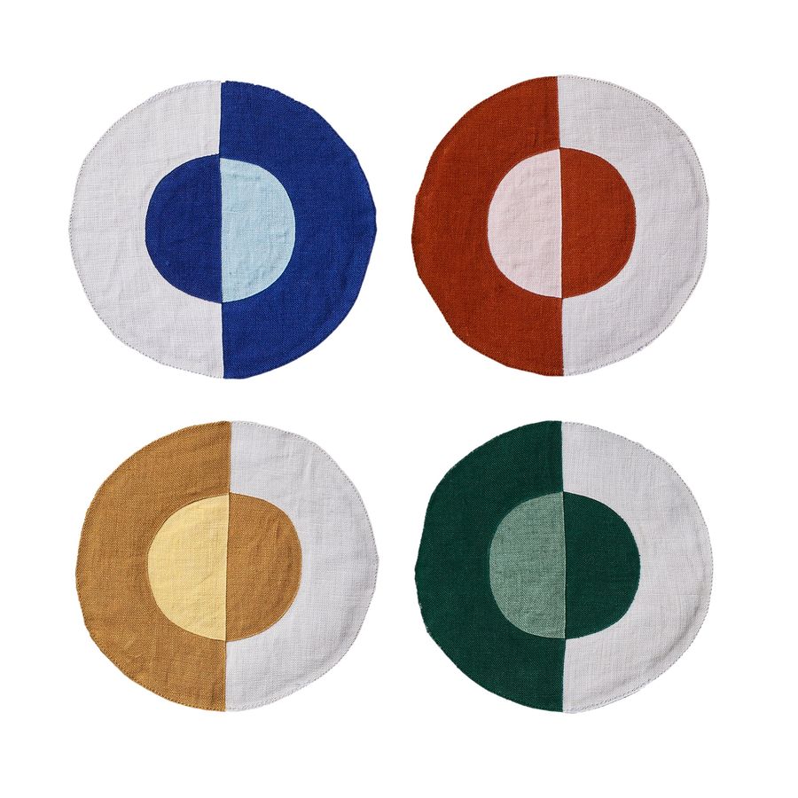 Bauhaus Embroidered Linen Coasters in Multicolor (Set of 4) added by Spoak Member
