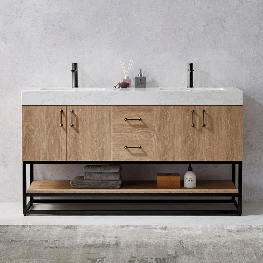 Vinnova Alistair Double Vanity with White Grain Stone Countertop added by Caroline Osborn