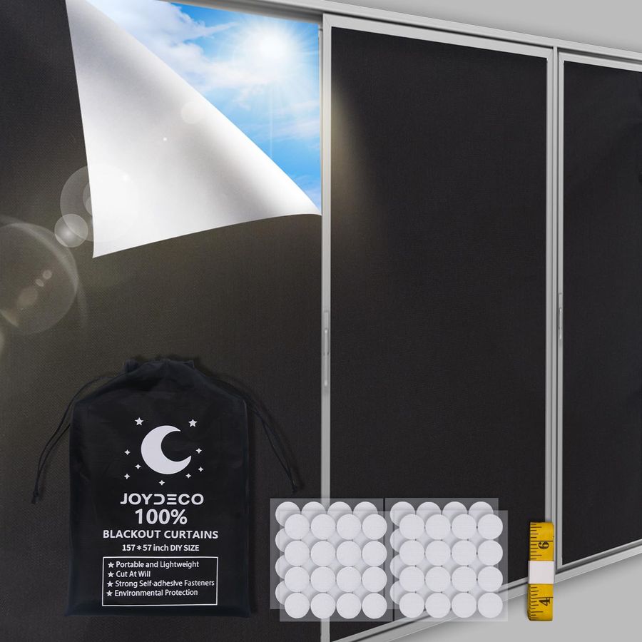 Joydeco Portable Blackout Curtains, Blackout Shades (118" x 57"), Blackout Window Cover Blackout Blinds, Blackout Curtains for Bedroom Windows Baby Nursery Room Darkening Travel added by Spoak Member