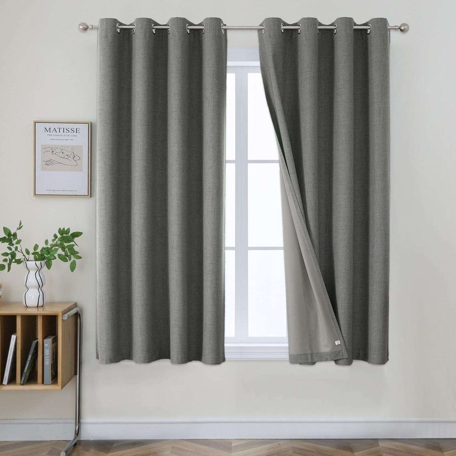 Joydeco 100% Blackout Curtains Grey Long 2 Panels Set Linen 96 Inch Blackout Curtains 2 Panels Room Darkening Textured Curtains added by Spoak Member