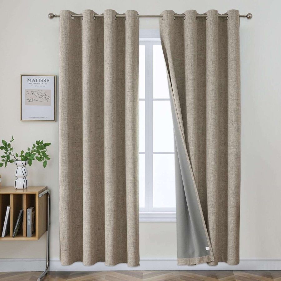 Joydeco 100% Blackout Curtains Linen Long 2 Panels Set Linen 96 Inch Blackout Curtains 2 Panels Room Darkening Textured Curtains added by Spoak Member