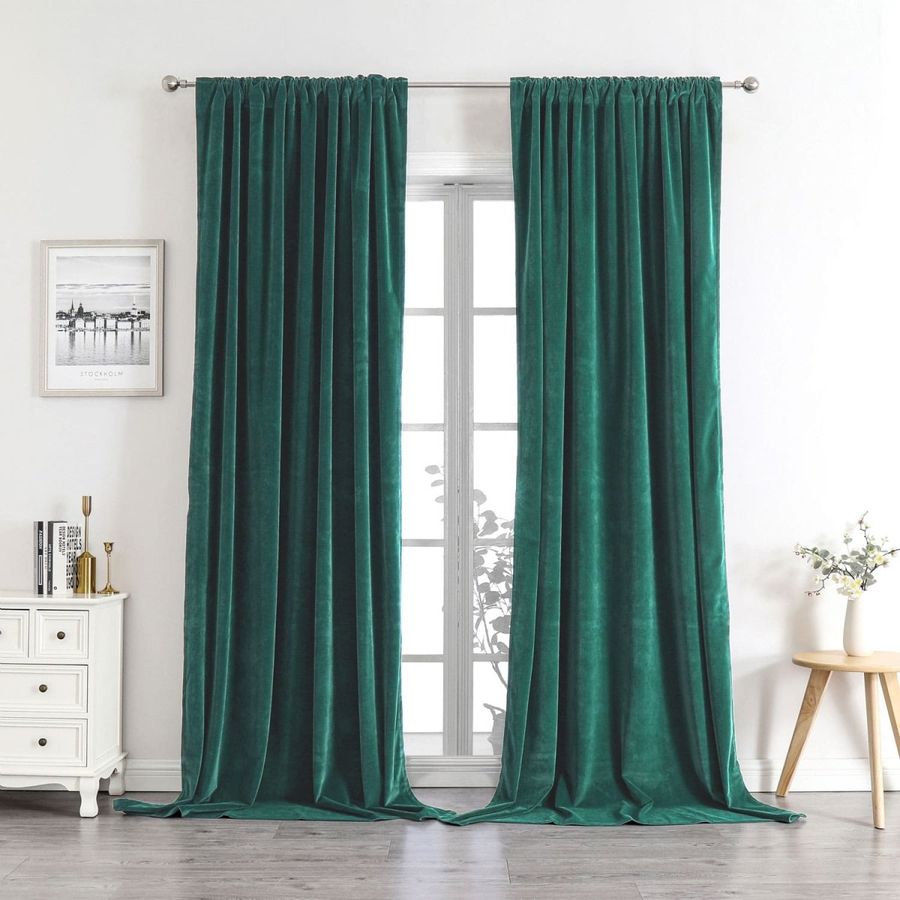 Joydeco Grass Green Velvet Curtains - Thermal Insulated, Privacy, Room Darkening Window Drapes added by Spoak Member