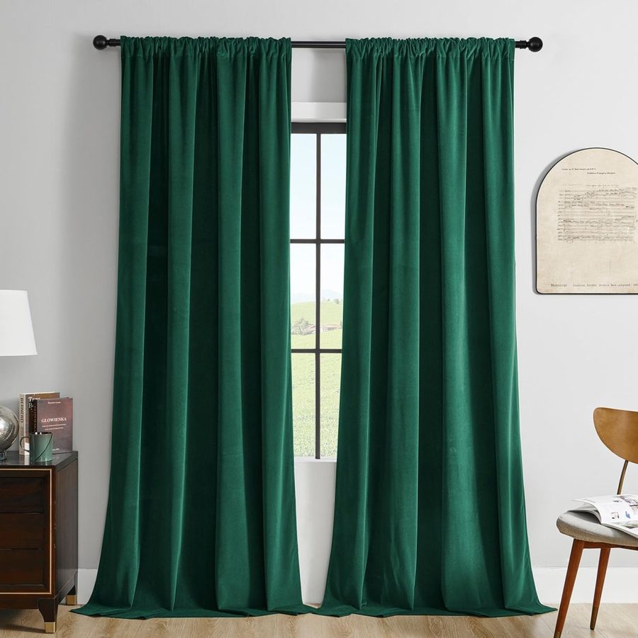 Joydeco Luxury Green Velvet Blackout Curtains - 2 Panels, Thermal Insulated, Rod Pocket, Super Soft added by Spoak Member