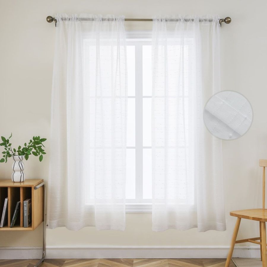 Joydeco White Sheer Curtains, Lightweight Semi Drape Panels added by Spoak Member