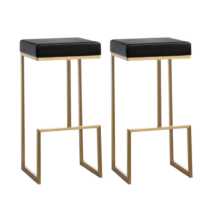 Ferrara Black Performance Vegan Leather and Gold Steel Barstool - Set of 2 added by Spoak Member