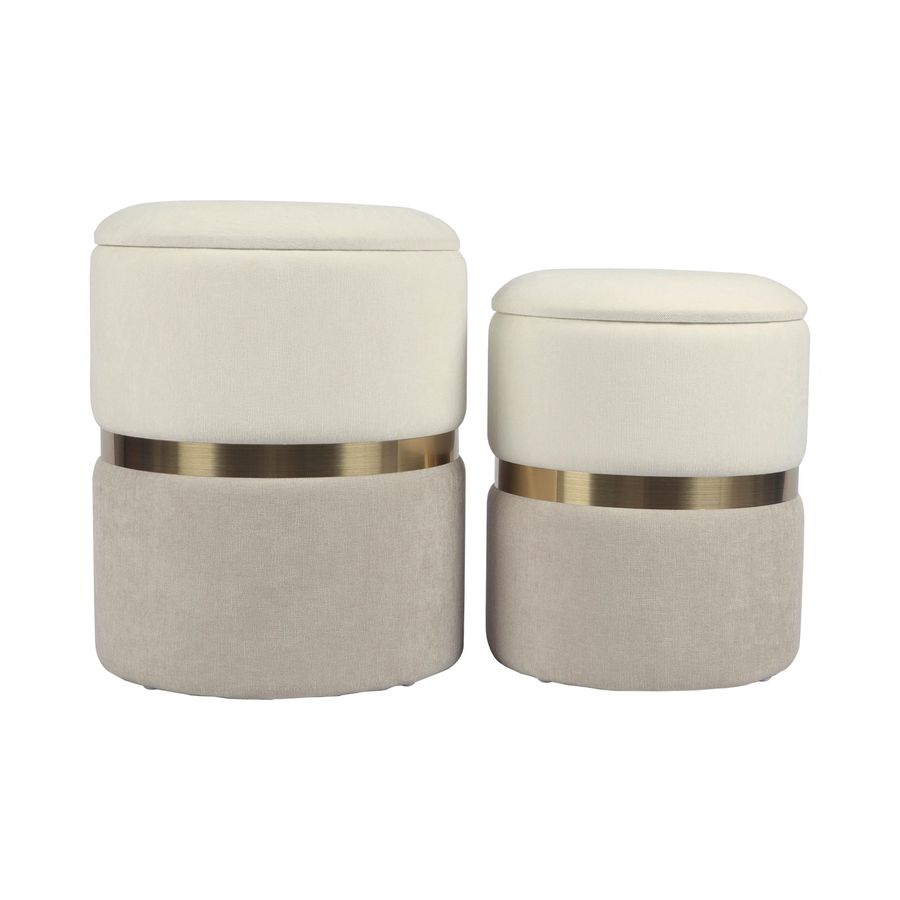 Gigi Cream and Tan Chenille Storage Ottoman - Set of 2 added by Spoak Member